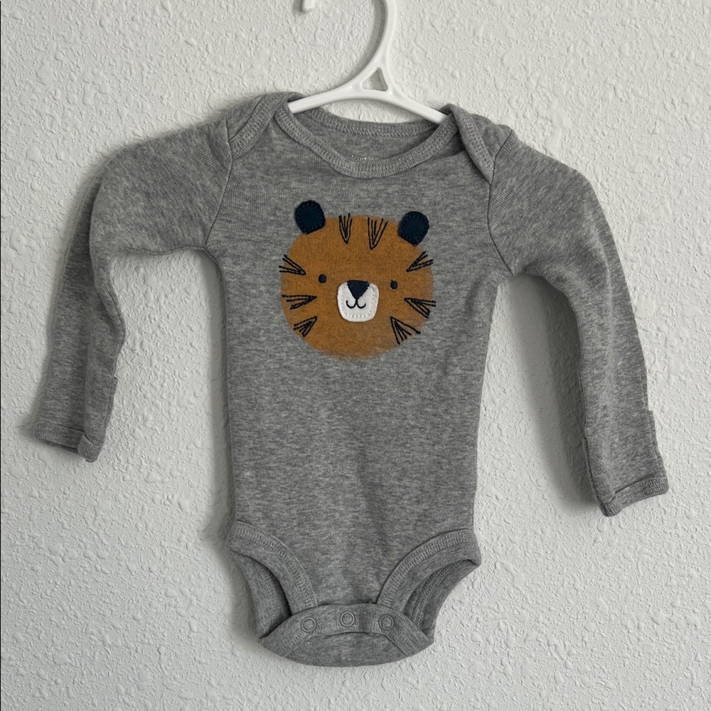 Gray Tiger Face Kids Bodysuit